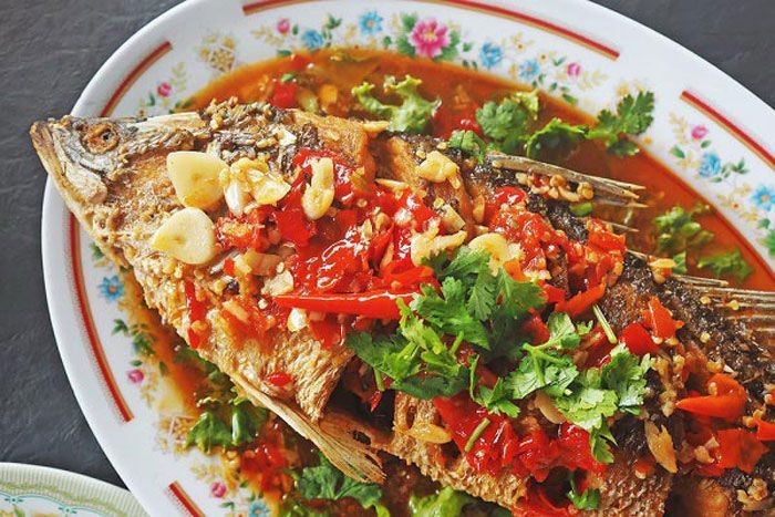 ปลานิลราดพริก อาหารจานเดียว