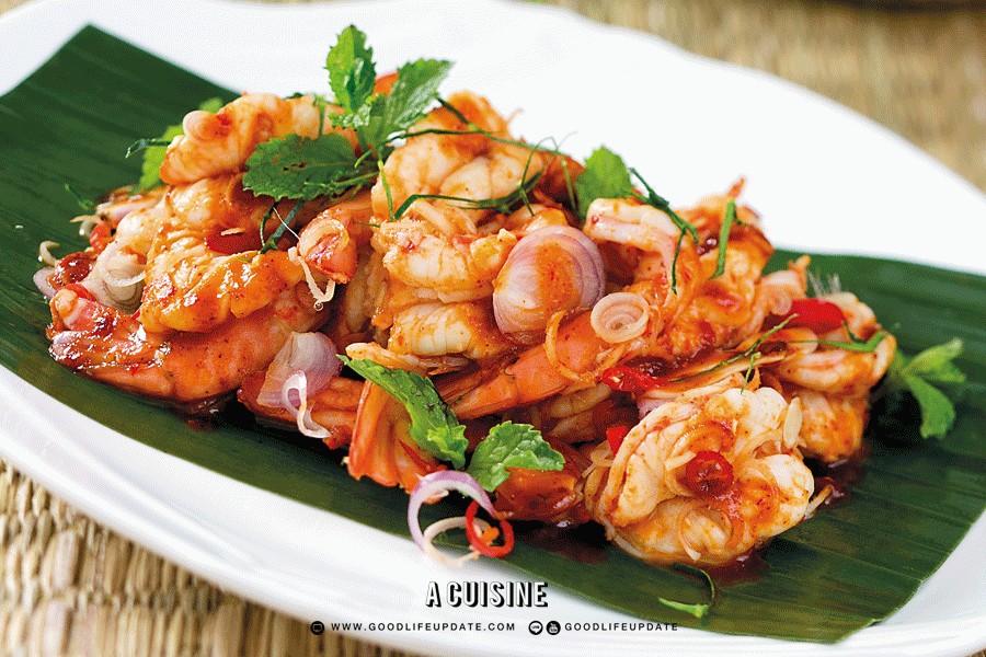 พล่ากุ้ง (ประยุกต์) อาหารภาคอีสาน