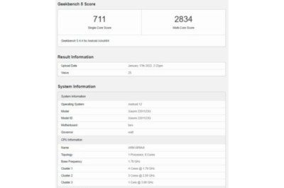 Xiaomi 12 รุ่น Global ผ่านการทดสอบ Geekbench มาพร้อม RAM 8GB