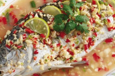 ปลาเก๋านึ่งมะนาว (สากล) อาหารจานเดียว