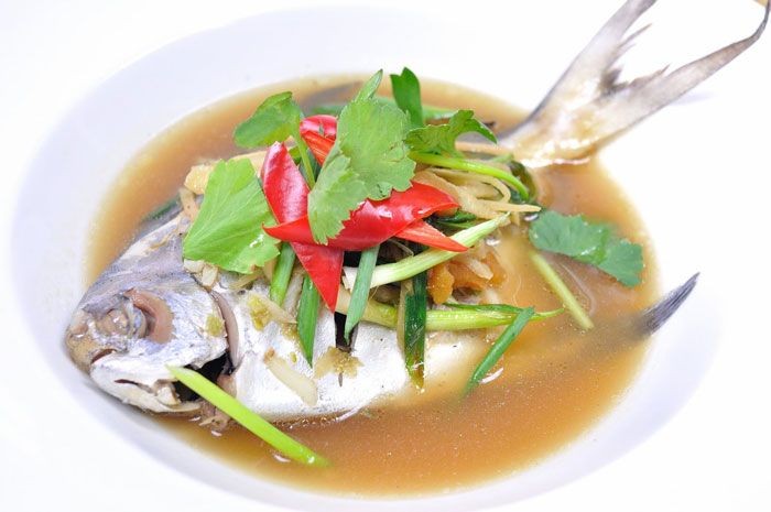 ปลานึ่งบ๊วย อาหารภาคกลาง