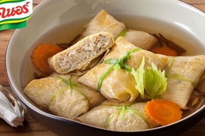 แกงจืดฟองเต้าหู้ยัดไส้เจ อาหารเจ