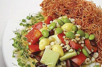 ลูกเดือยคลุกผัก อาหารเจ