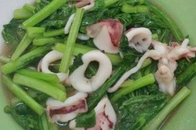 ปลาหมึกผัดกวางตุ้ง อาหารภาคใต้