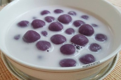 บัวลอยมันสีม่วง ขนมไทย