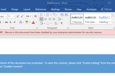 Microsoft Office ปิดการทำงานของ VBA เป็นค่าดีฟอลต์ ด้วยเหตุผลด้านความปลอดภัย