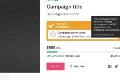 Indiegogo เพิ่มระบบสัญลักษณ์ Trust-Proven ให้แคมเปญระดมทุนที่น่าเชื่อถือ