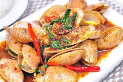 หอยลายผัดพริกเผา อาหารจานเดียว